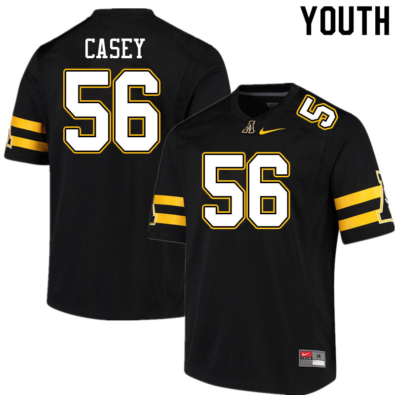 Youth #56 Ryker Casey Appalachian State Mountaineers College Football Jerseys Sale-Black